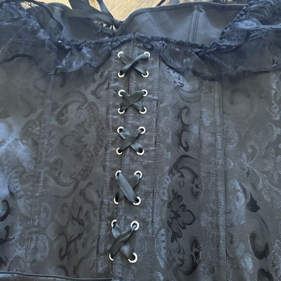 Lace Up Clip Up Sexy Black Corsett‎ Lace Off Shoulder Size 3XL Body Shaper - Picture 4 of 5